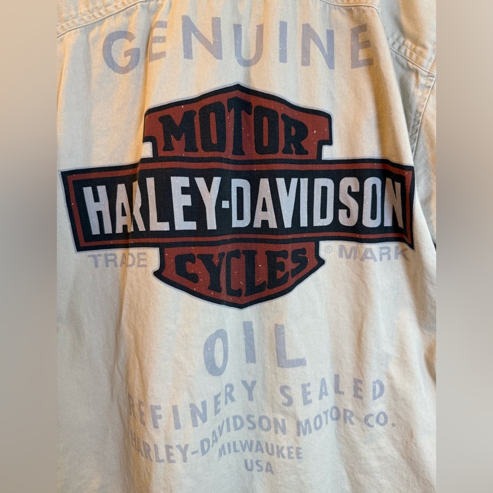 MOTO Harley-Davidson Graphics Beige Short Sleeve Shirt Streetwise VINTAGE Grunge